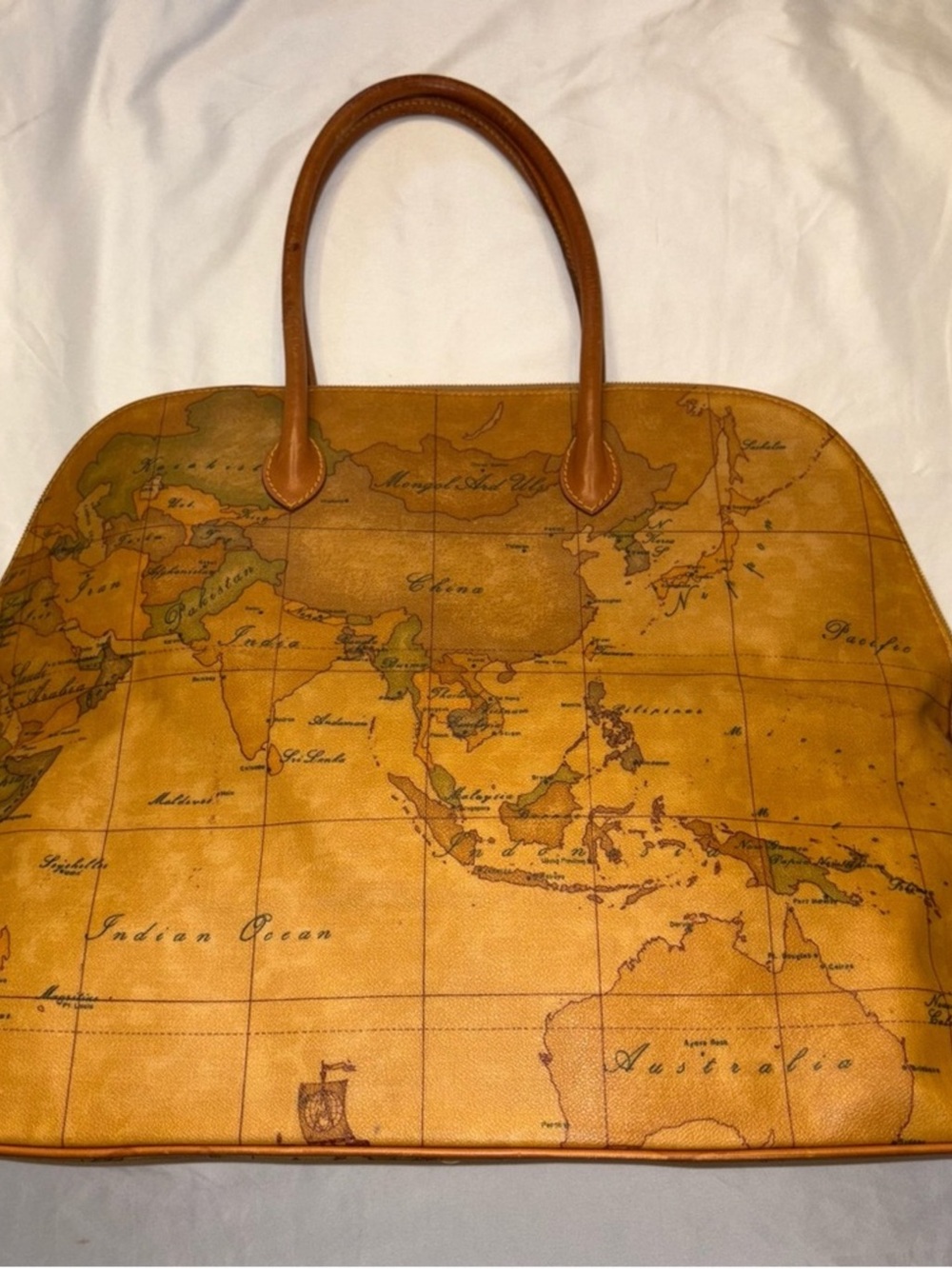 Alviero Martini 1A Classe Vintage Geo World Map Print Weekender Tote Bag